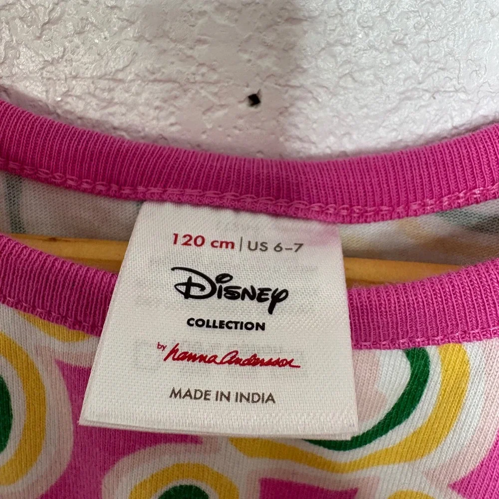 Hanna Andersson Disney Mickey Mouse Pink Geometric Romper Kids Size  US 6-7